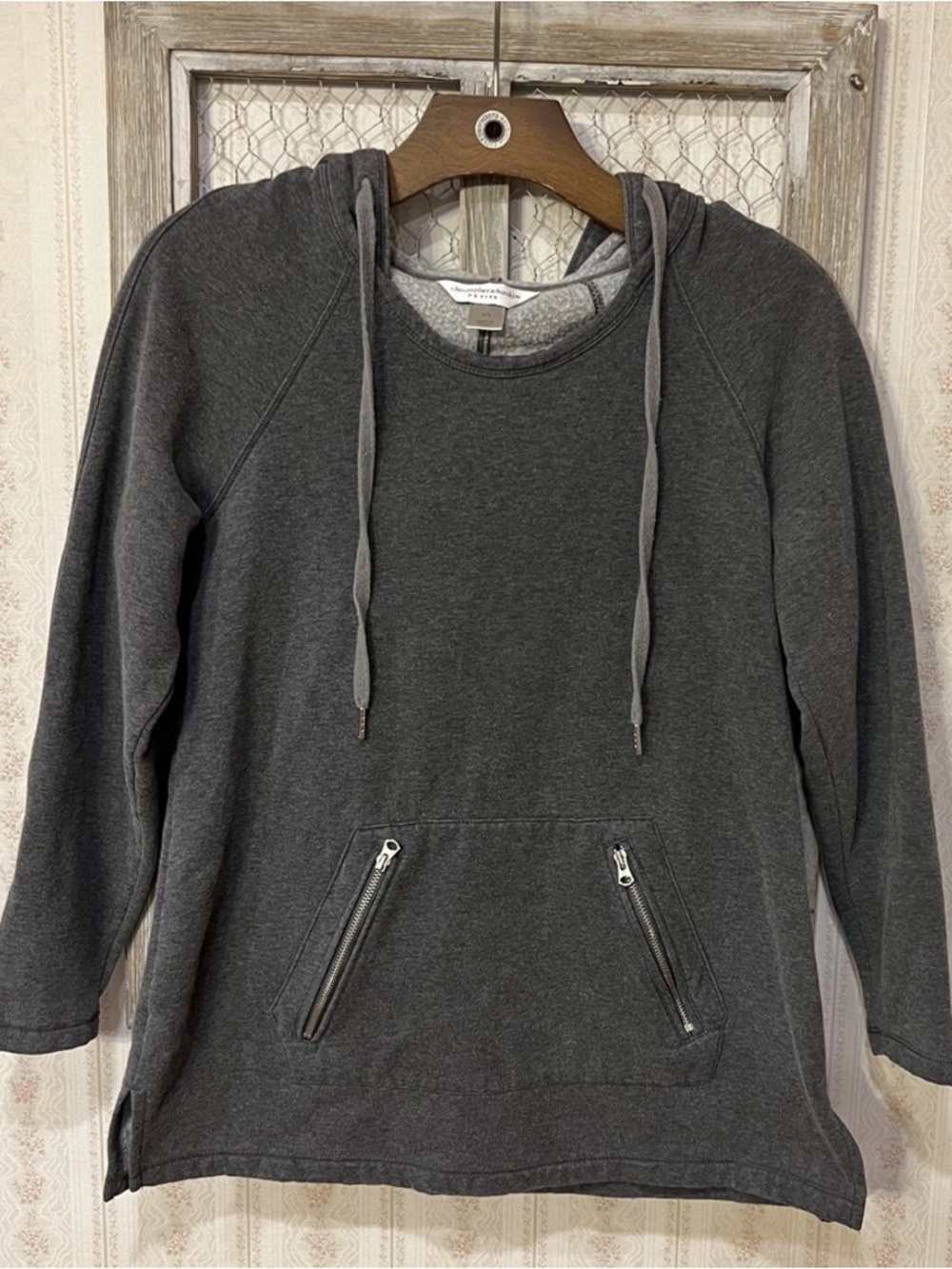 Charcoal Gray Hooded Pullover Sweatshirt